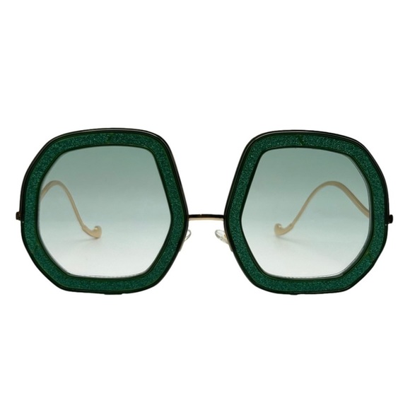 6177 | Green Large Ladies Sunglasses with Glitter Accent - Picture 1 of 5